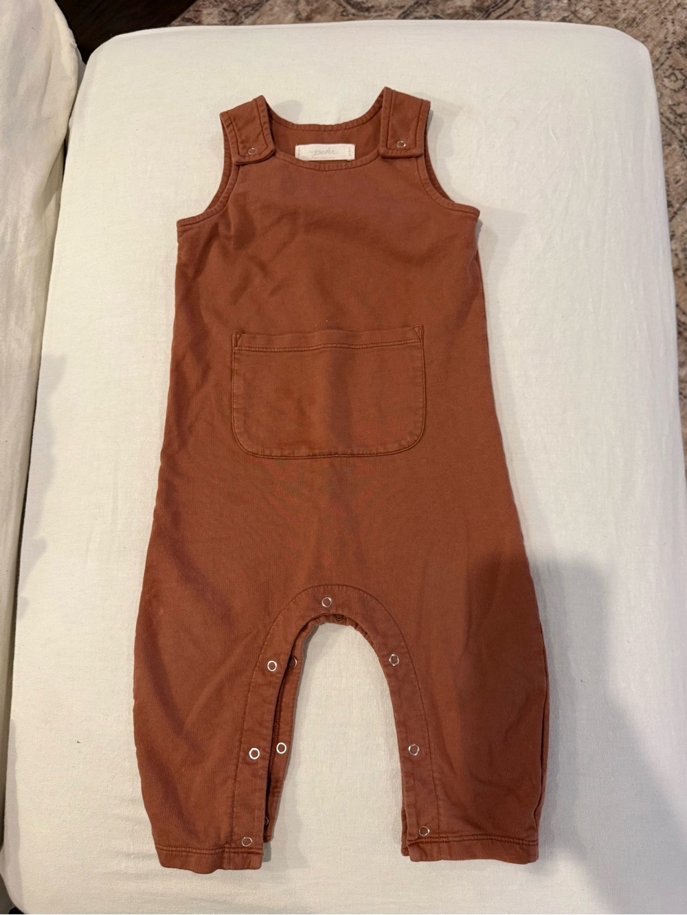 Kids Rust Brown Cotton Overalls with Front Pocket